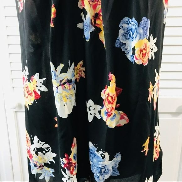 EXPRESS Black Floral Racerback Spaghetti Strap Shirt Size L