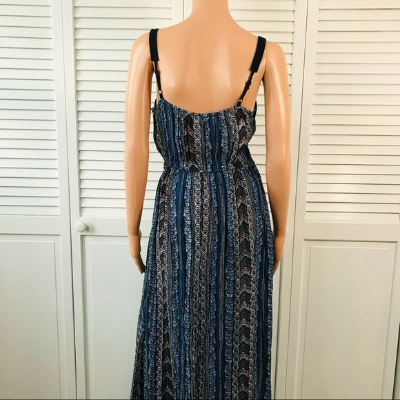 *NEW* BAND OF GYPSIES Blue Bohemian Spaghetti Strap Maxi Dress Size M