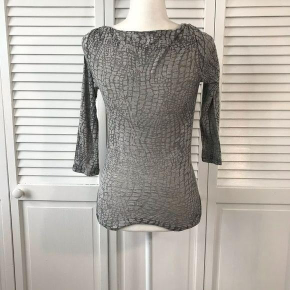 CALVIN KLEIN Gray Asymmetric Cowl Neck Draped Top Size XS