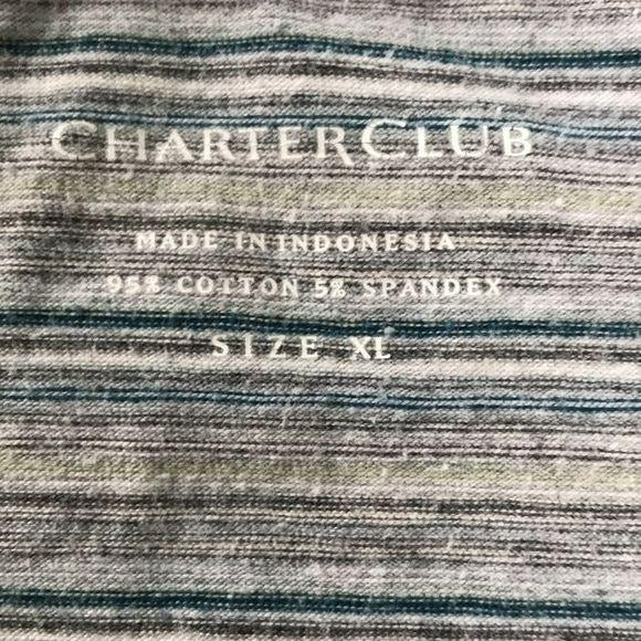 CHARTER CLUB Blue Striped Long Sleeve Shirt Size XL