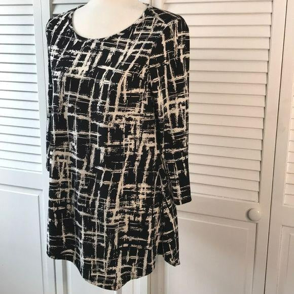 RAFAELLA Black & White Petite Long Sleeve Top Size XS