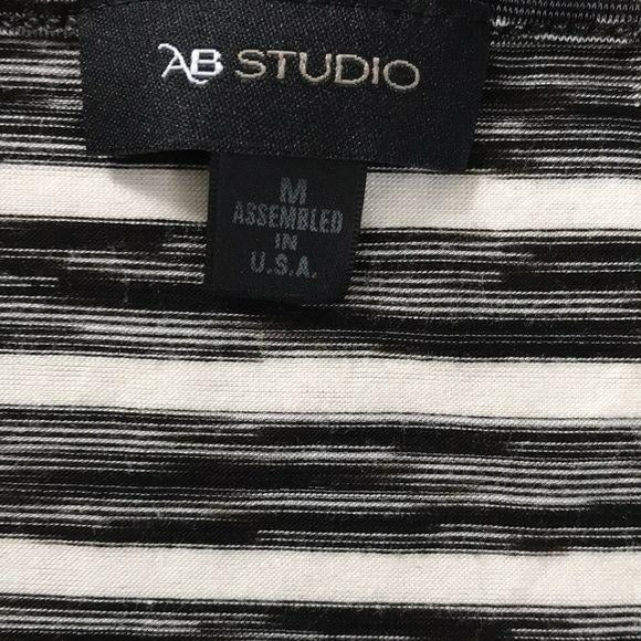 AB STUDIO Black White Striped Shirt
