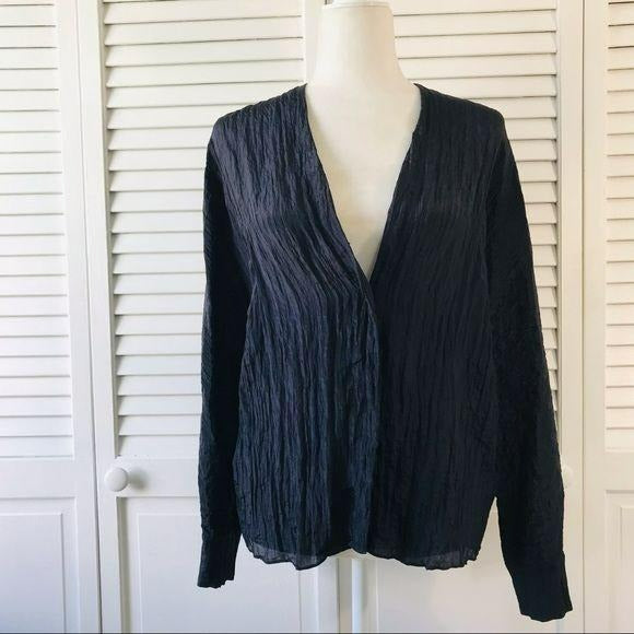 VINCE Blue Textured Popover Blouse Size S (New with tags)