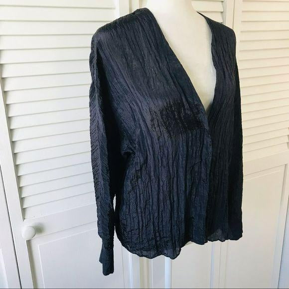 *NEW* VINCE Blue Textured Popover Blouse