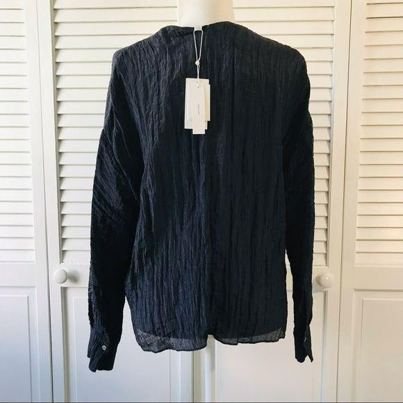 VINCE Blue Textured Popover Blouse Size S (New with tags)