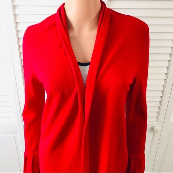 TALBOTS Red Open Front Long Sleeve Cardigan Sweater