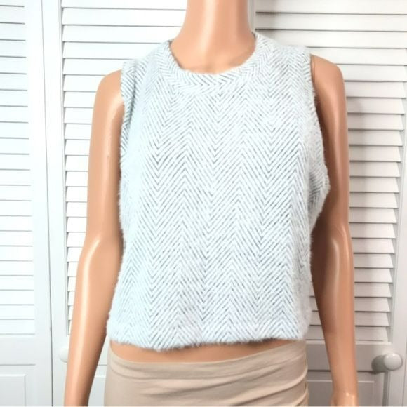 LOU & GREY White Gray Sleeveless Sweater Size XL