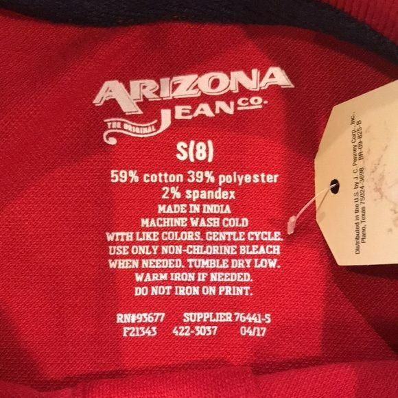 ARIZONA Red Short Sleeve Polo Shirt Size S (new with tags)