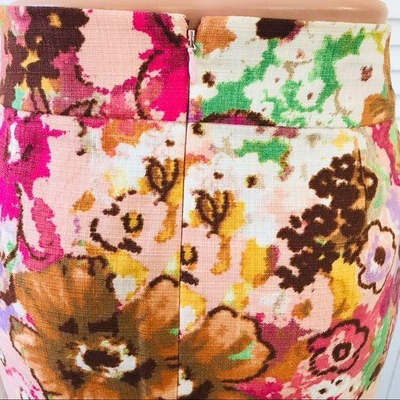 J. CREW Multicolored Floral Pencil Skirt Size 0P