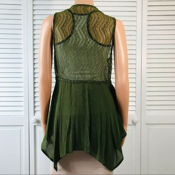 NO BOUNDARIES Green Semi Sheer Vest Size L