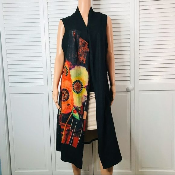 FERATELLI Black Sleeveless Duster Size XL