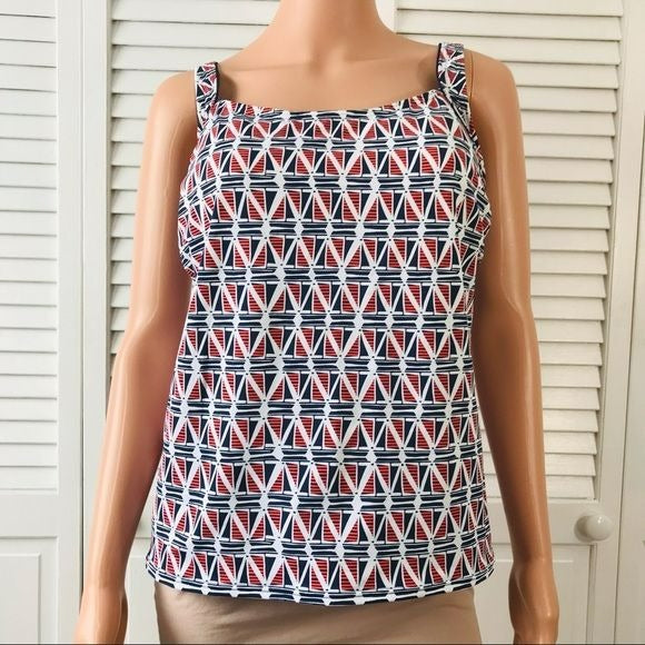 LANDS’ END Geometric Pattern Padded Swim Top Size 12