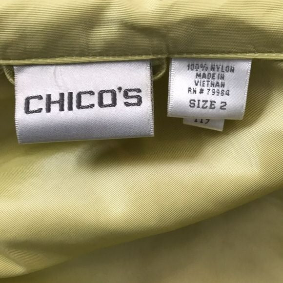 CHICO’S Lime Green Rayon 3/4 Sleeve Jacket Size L