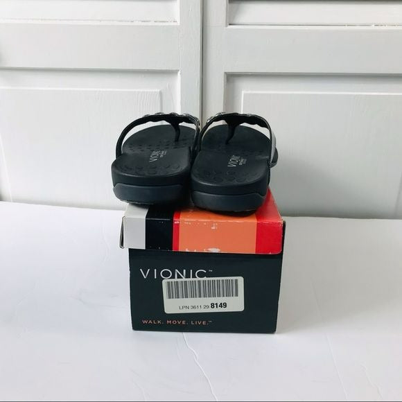 VIONIC Black Dee Thong Sandals Size 9 (new in box)