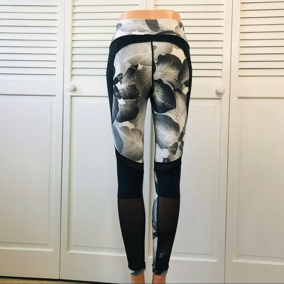 CALIA By Carrie Underwood Gray Black Mesh Detail Leggings Size S