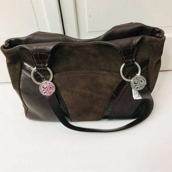 BRIGHTON Brown Leather & Suede Shoulder Bag