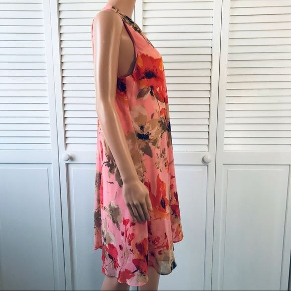 LAUREN RALPH LAUREN Pink Sleeveless Floral Dress Size 16