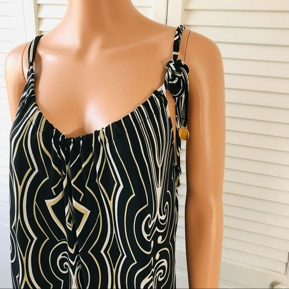 WHITE HOUSE BLACK MARKET Black Graphic Print Holiday Shift Dress Size M