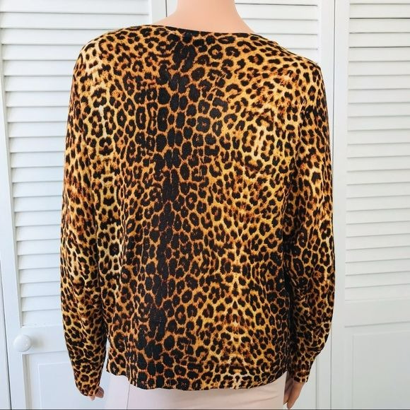 ZARA Brown Black Leopard Print Metallic Sweater Size M (New with tags)