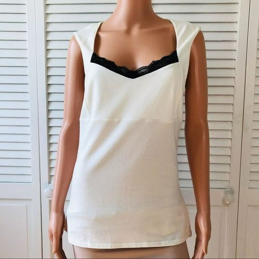 EXPRESS Ivory Sleeveless Top With Lace Size L (new with tags)