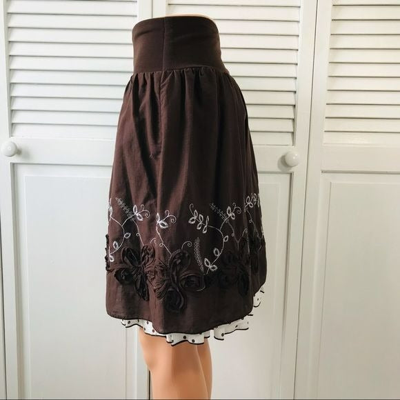 STUDIO 253 Brown White Cotton Skirt Size L