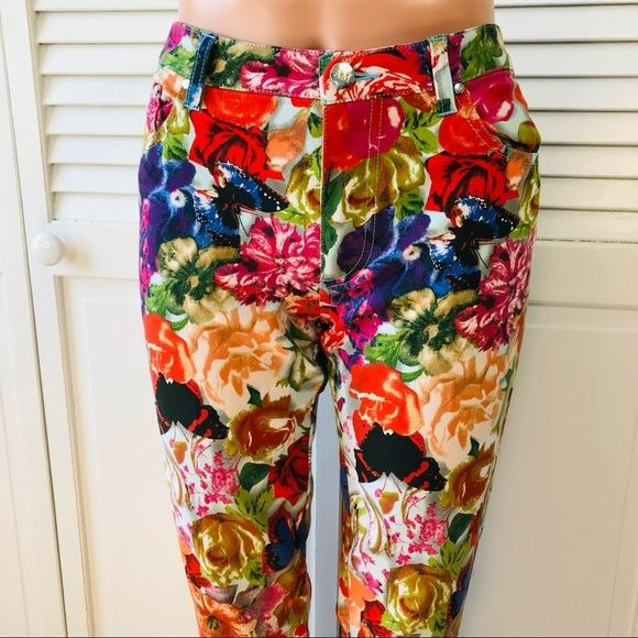 ALBERTO MAKALI Multicolor Floral Pants Size 8