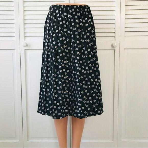 ALFRED DUNNER Black Printed Pleated Skirt Size 10