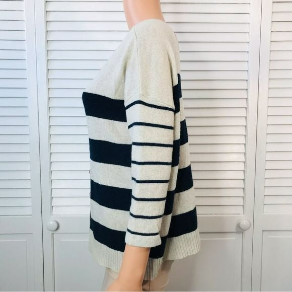 AUTUMN CASHMERE Striped Cashmere Oversized Cardigan Sweater Size M