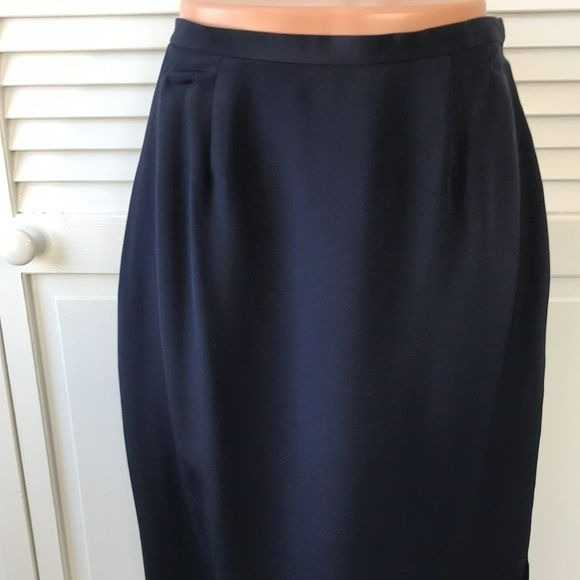 JOSEPHINE CHAUS Collection Navy Blue Silk Maxi Skirt Size 4