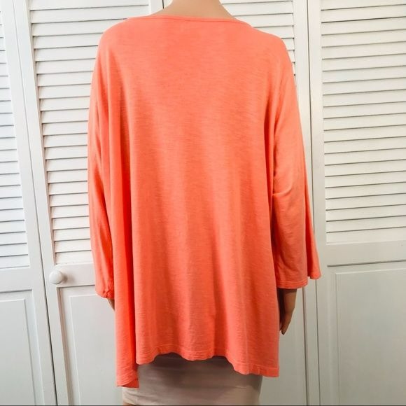 CROFT & BARROW Orange V-Neck Short Sleeve Shirt Size 3X