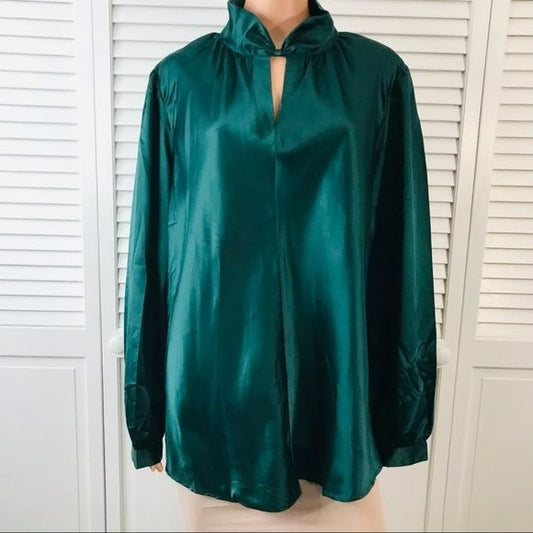 G.I.L.I. Green Long Sleeve Blouse Size 2X