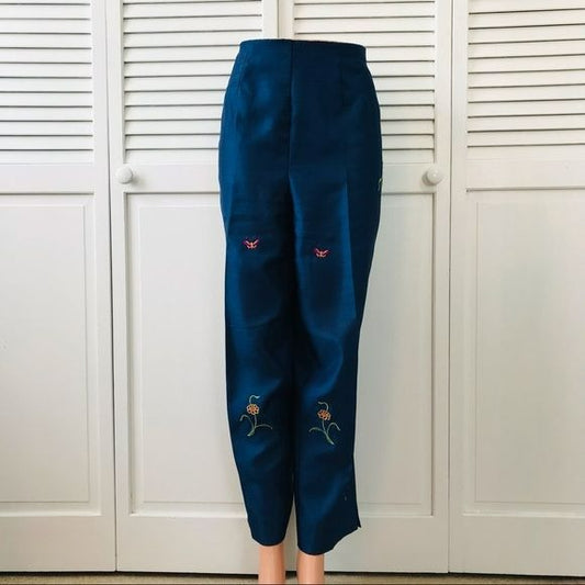 SAG HARBOR Blue Embroidered Pants Size 14
