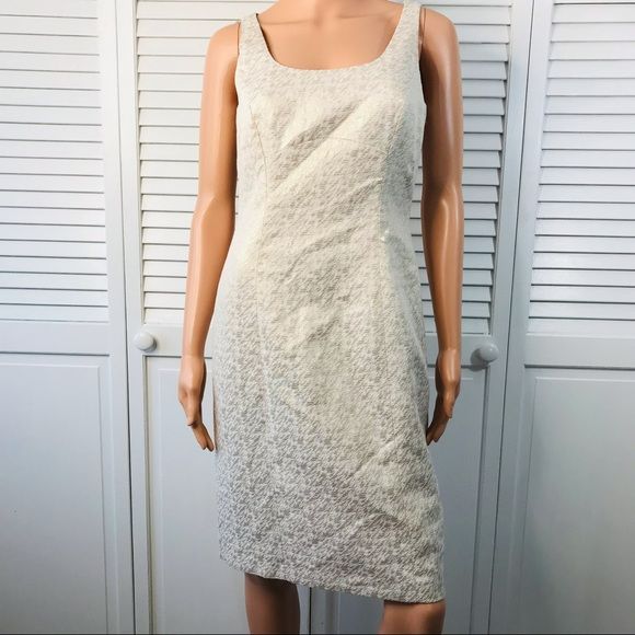 TAHARI LUXE Gold White Sleeveless Cocktail Dress Size 4