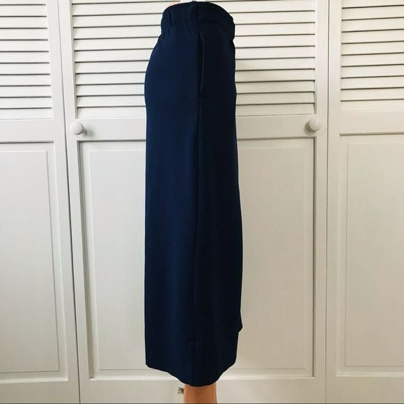 JOHNPAULRICHARD Navy Blue Wide Leg Cropped Pants Size L