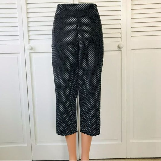 COUNTERPARTS Black White Polka Dot Cropped Pants Size 12