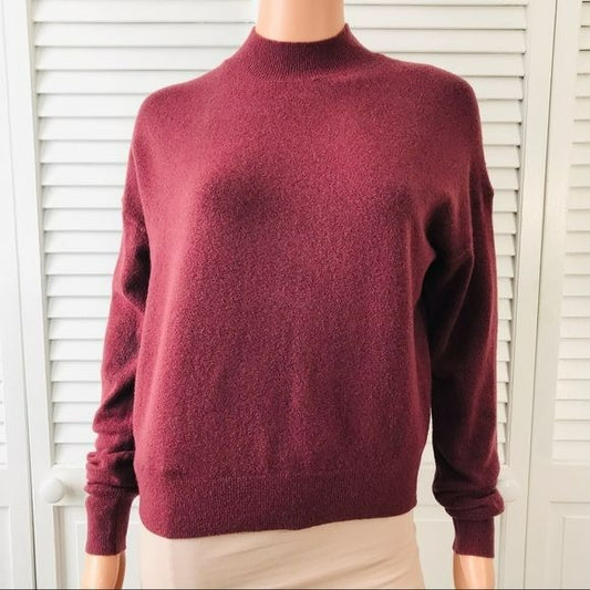 *NEW* ANN TAYLOR Wine Acrylic Blend Mock Neck Sweater Size XS