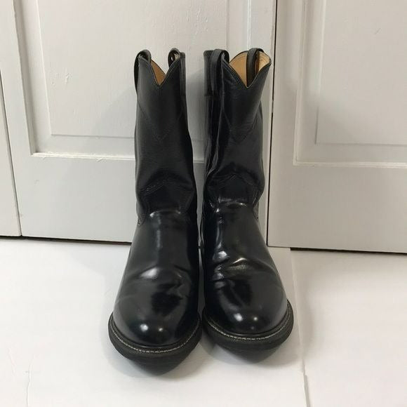 JUSTIN Black Cora Round Toe Cowboy Boots Size 8.5