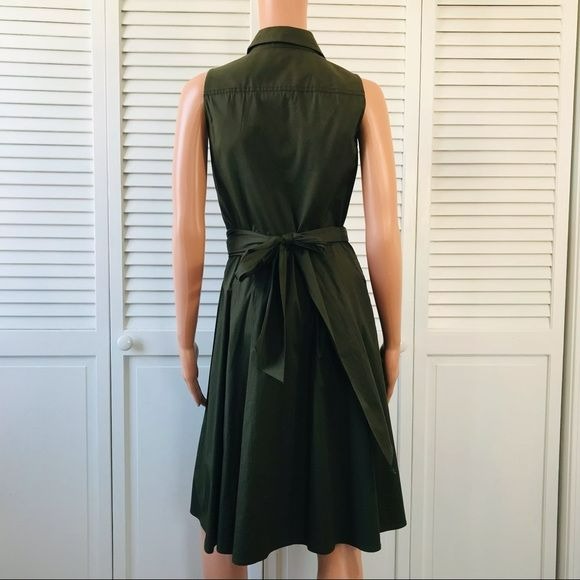 LAUREN RALPH LAUREN Green Belted Sleeveless Dress Size 2