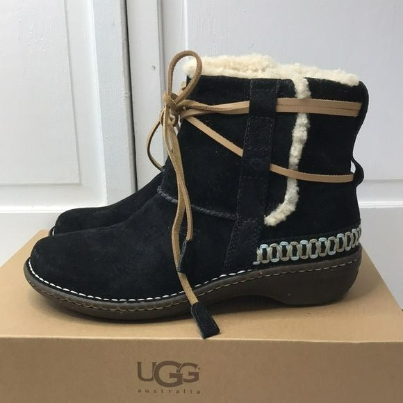 UGG Black Suede Moccasin Cove Boots Size 9 (new in box)