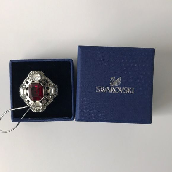 SWAROVSKI Red Silver Sheila Ring Size 8 (new in box)