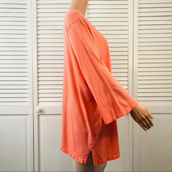 CROFT & BARROW Orange V-Neck Short Sleeve Shirt Size 3X