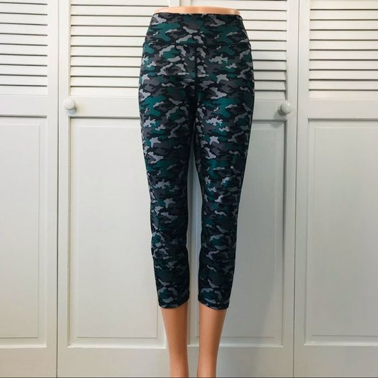 POWERHOLD By Fabletics Green Camouflage Leggings Size XL