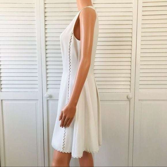 JILL STUART White Pleated Sleeveless Fit & Flare Dress Size 10