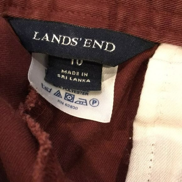 LANDS’ END Dark Red Cotton Blend Pants Size 10