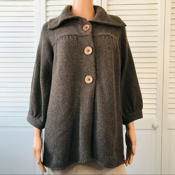 VINCE Brown Wool Button Down Cardigan Size L