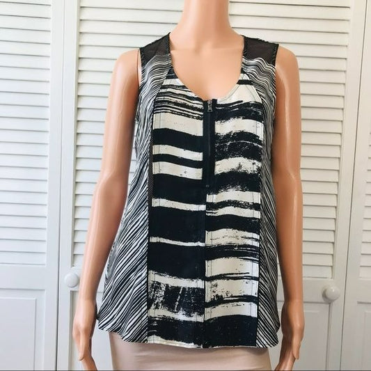 KENNETH COLE Black White Lightweight Sleeveless Blouse Size 6 (new with tags)