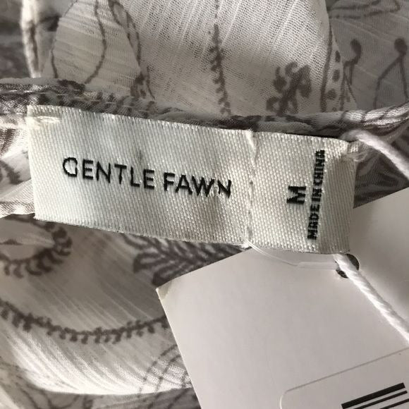 GENTLE FAWN Sheer White Printed Blouse Size M (new with tags)