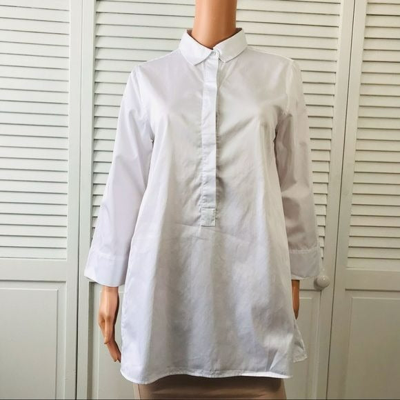 NM NEIMAN MARCUS White Tunic Long Sleeve Shirt Size S