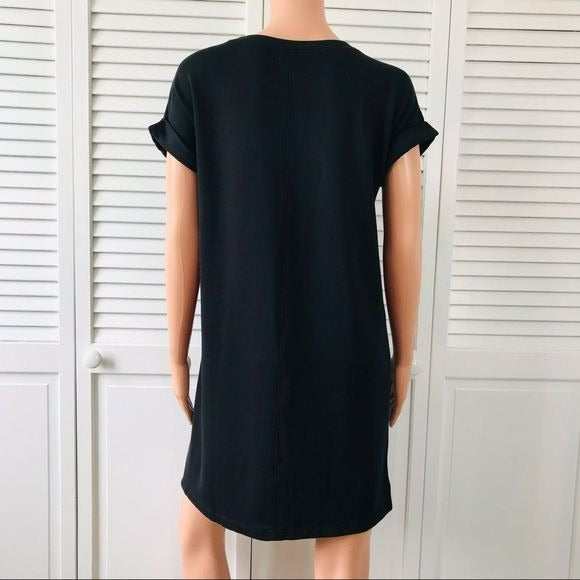 LOU & GREY Black Short Sleeve Sweater Dress Size XS (new with tags)