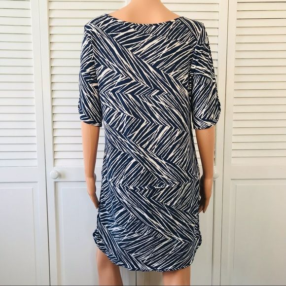 TART Navy Blue White Short Sleeve Dress Size L